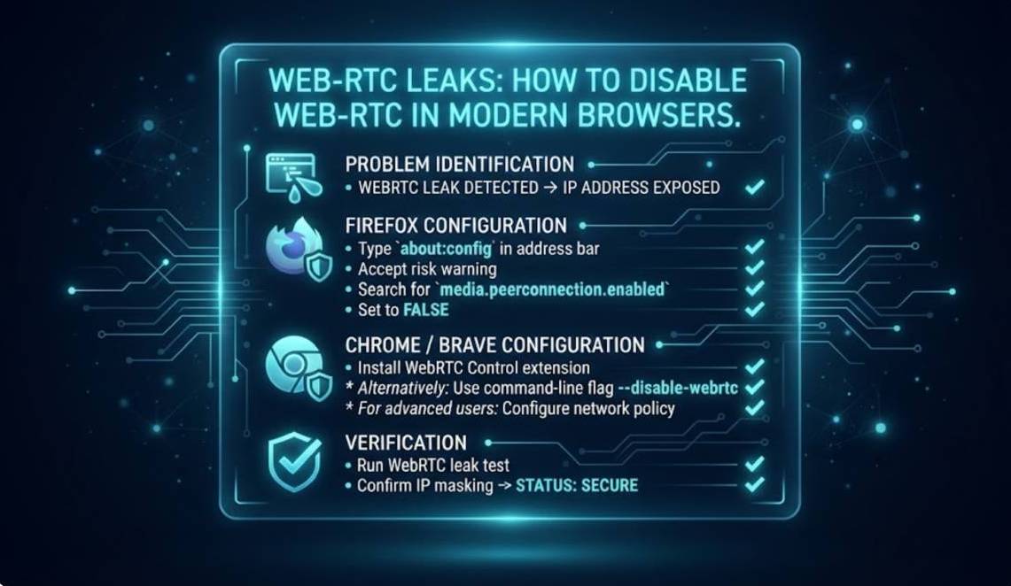 Threat Model Diagram for WebRTC Leaks: How to Disable WebRTC in Modern Browsers