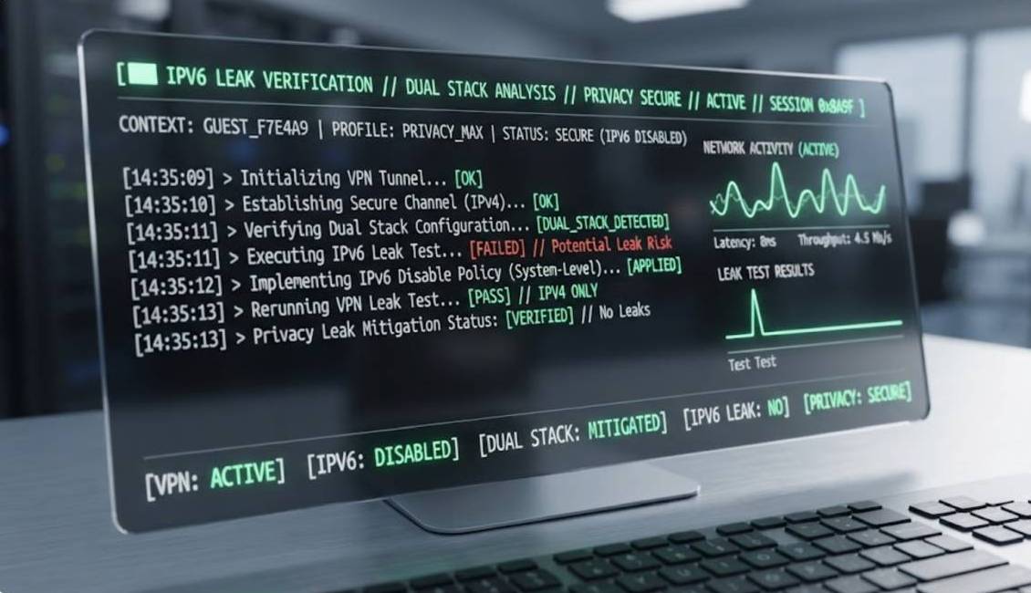 Threat Model Diagram for Securing IPv6: Disabling IPv6 Leaks on Client Devices